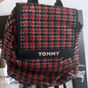Mini Backpack Black Red Blue Woven Logo Bag
